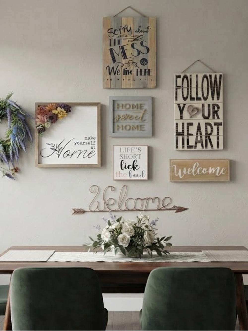 Rustic Farmhouse Wall Decor Bundle – Signs &Wreath